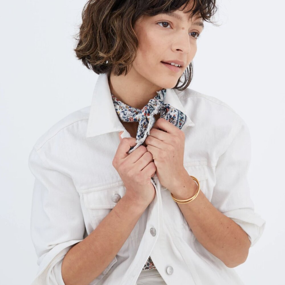 Madewell oversized jean jacket in tile white